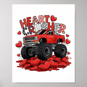 Kids Valentines Day Monster Truck Boys Toddler Cru Poster