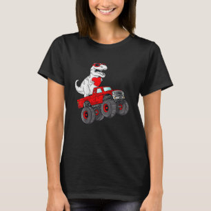 Kids Valentines Day Rex Riding Monster Truck Todd T-Shirt