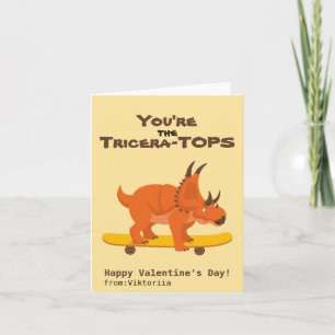Kids Valentine's Day skateboard dinosaur Holiday Card