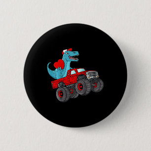 Kids Valentines Day T Rex Riding Monster Truck Fun 6 Cm Round Badge