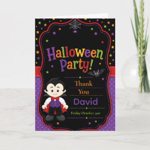 Kids Vampire Halloween Party Thank You Card