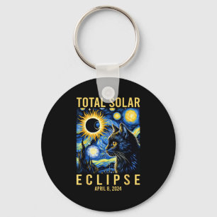 Kids Van Gogh Starry Night Cat Key Ring