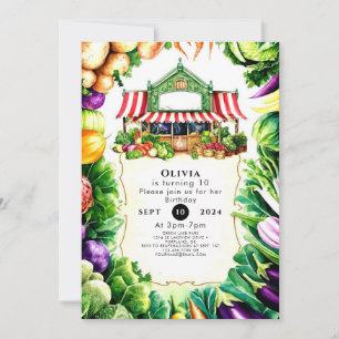 Kids Vegetables Farmers Market Birthday Invitation