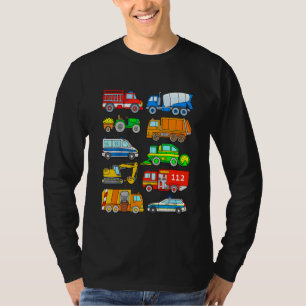 Kids Vehicles Police Fire Brigade Rubbish Removal T-Shirt