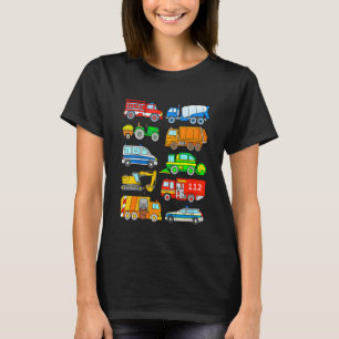 Kids Vehicles Police Fire Brigade Rubbish Removal  T-Shirt
