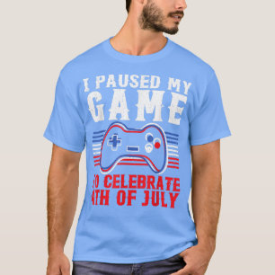 Kids Video Game 4th Of July Gamer American Flag T-Shirt