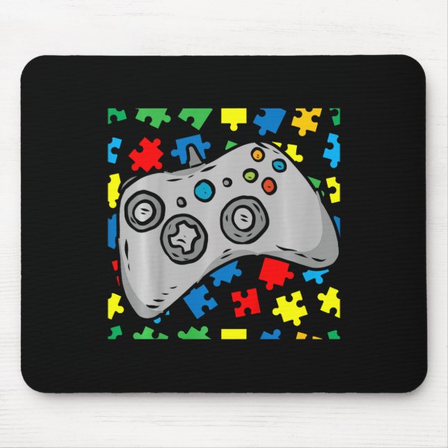 Kids Video-game Controller Autism Awareness Puzzle Mouse Mat (Front)