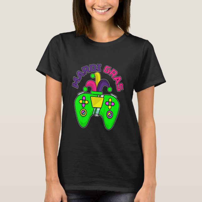 Kids Video Game Controller Jester Mardi Gras Gamin T-Shirt (Front)
