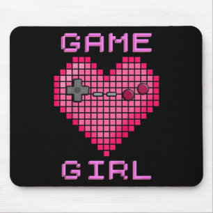 Kids Video Game Girl Retro Gaming Pixel Heart Cont Mouse Mat