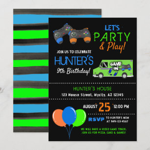 Kid's Video Game Truck Birthday Invitation