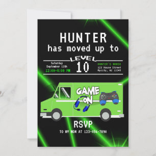 Kid's Video Game Truck Birthday Invitation