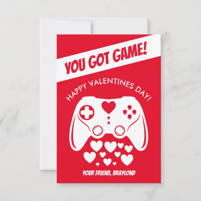 Kids Video Game Valentines Day Card (Front)