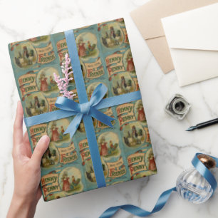 Kids Vintage book lovers tiled party wrap Wrapping Paper