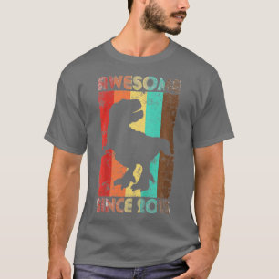 Kids Vintage dinosaurs Awesome 2015 4th Birthday B T-Shirt