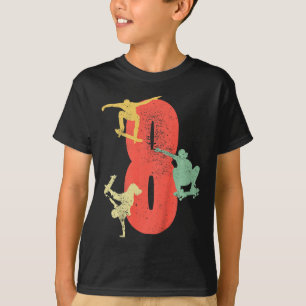 Kids Vintage Distressed Retro Kids Skateboarding 8 T-Shirt