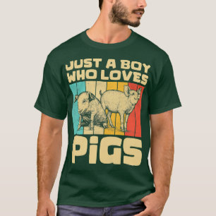 Kids Vintage Pigs Lovers Just A Boy Who Loves Pigs T-Shirt