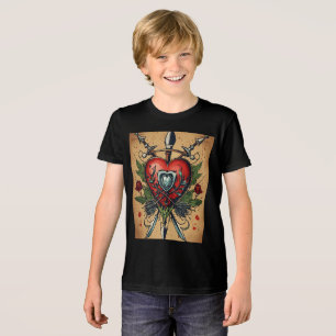 Kids Vintage Tattoo Heart T-Shirt Tri-Blend Shirt