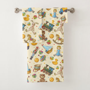 Kids Vintage Toys Bath Towel Set