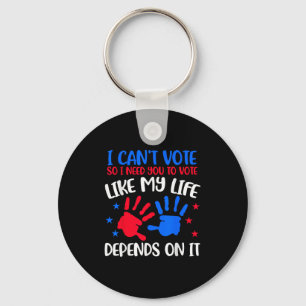Kids Voting Shirt I Can't Vote Future Voters Girls Key Ring
