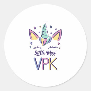 Kids VPK Girl First Day Little Miss VPK T-Shirt Classic Round Sticker