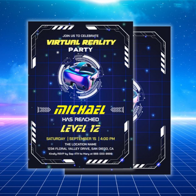 Kids VR Game Virtual Reality Birthday Party Invitation (Virtual Reality Birthday Party Invitation)