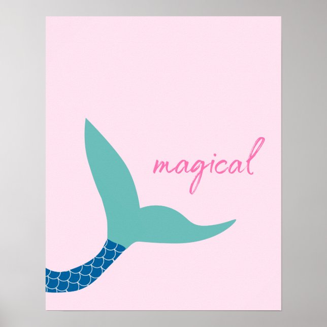 Kids Wall Decor Modern Magical Mermaid Tail (Front)