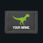 Kid's wallet with t-rex jurassic tyrannosaurus rex<br><div class="desc">Kid's wallets with t-rex tyrannosaurus rex animal logo. Personalizable with name, slogan or monogram letters. Cool back to school or Birthday party gift idea for children (boy or girl), grandson, son, nephew, friend, guests etc. Personalised jurrasic presents for him or her. Available in different colours like red black blue etc....</div>