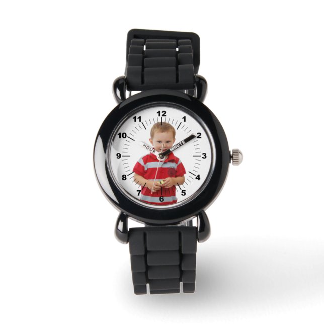 Kid's Watch - Personalised - Black Silicone (Front)