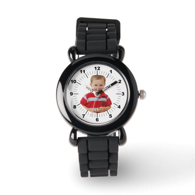 Kid's Watch - Personalised - Black Silicone (Front)