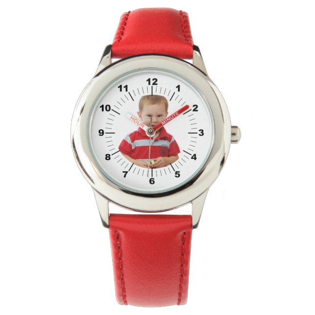 Kid's Watch - Personalised - Red Numbered (Front)