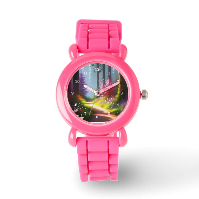 Kids Watch with A1 Forest & Flowers in Pink (Front)