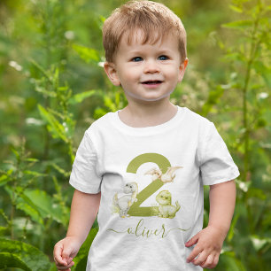 Kids Watercolor Dinosaur Birthday Baby T-Shirt