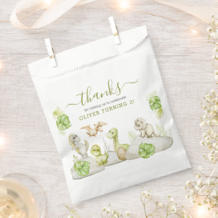 Kids Watercolor Dinosaur Birthday Party Favour Bags