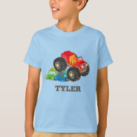 Kids Watercolor Red Monster Stunt Truck