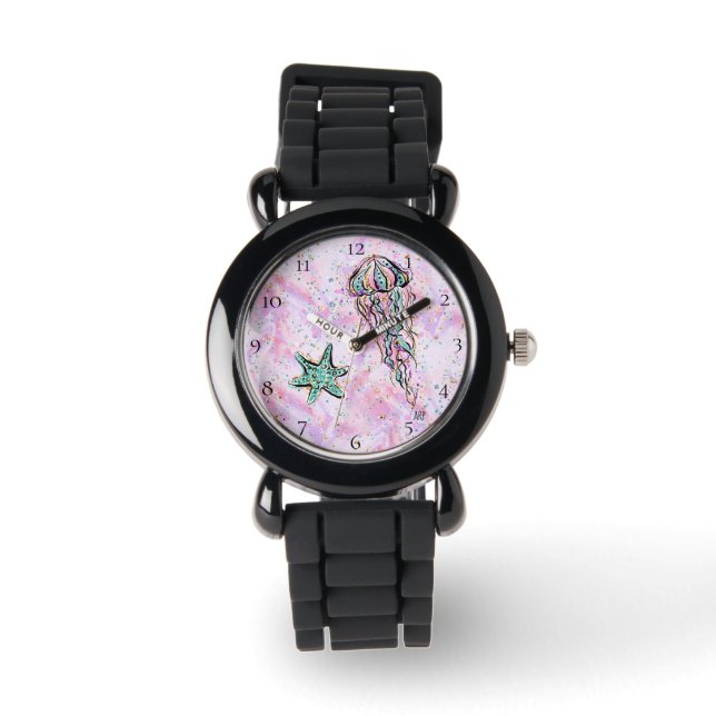 *~* Kids Watercolor Sea Beach Star Fish Jelly Fish Watch (Front)