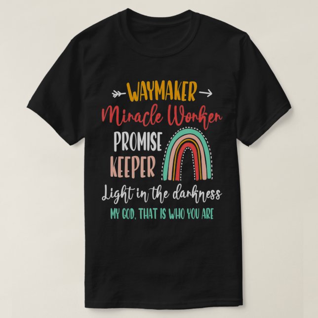 Kids Waymaker Miracle Worker Rainbow, Christian  T-Shirt (Design Front)