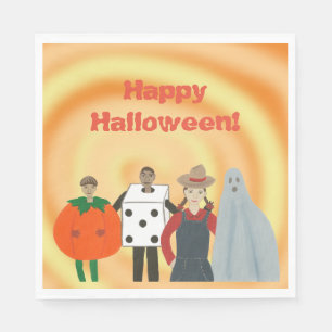 Kids Wearing Costumes Blended Halloween Napkins