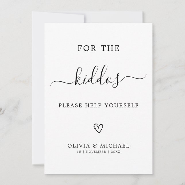 Kids Wedding Activity Sign – For the Kiddos Invitation (Front)