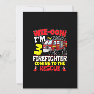 Kids WEE-OOH! Im 3 Firefighter Fire Truck Gift Holiday Card