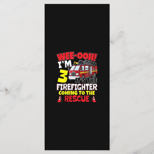 Kids WEE-OOH! Im 3 Firefighter Fire Truck Gift Menu (Front)