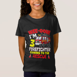Kids WEE-OOH! Im 3 Firefighter Fire Truck Gift T-Shirt
