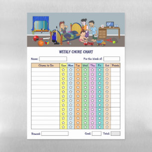 Kids Weekly Chore Chart Magnetic Dry Erase Sheet