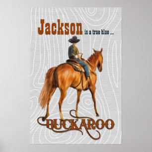 Kid's Western Themed Custom Name Buckaroo Poster