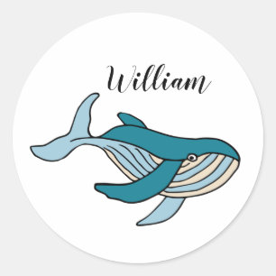 Kids Whale Classic Round Sticker