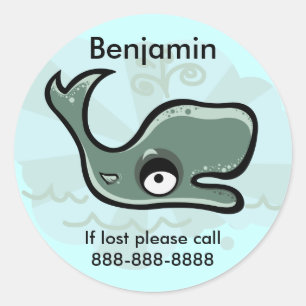 Kids Whale ID Badge Classic Round Sticker