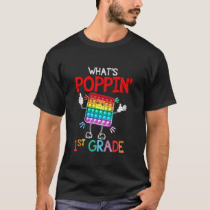 Kids What's Poppin' First Grade Trendy Sensory Fid T-Shirt