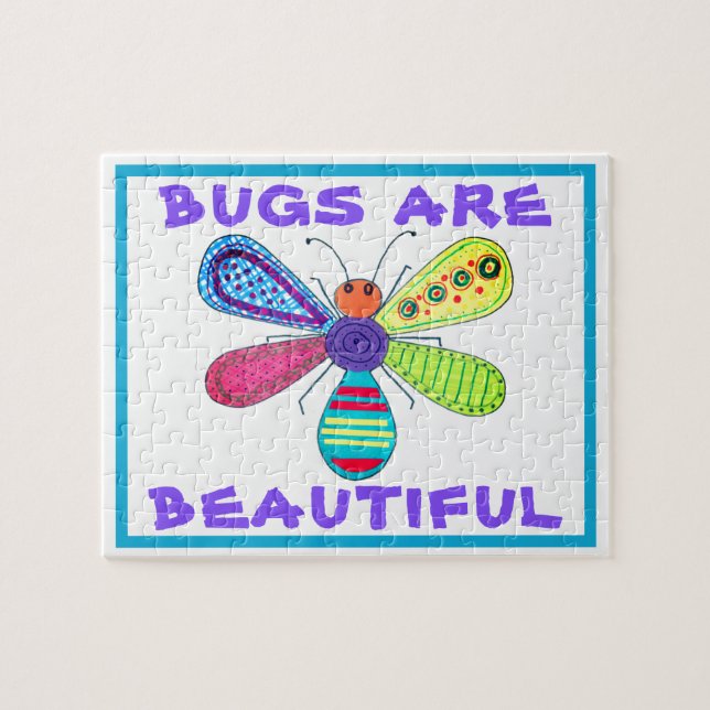 Kid's Whimsical Bug Art Love Beautiful Insects Jigsaw Puzzle (Horizontal)