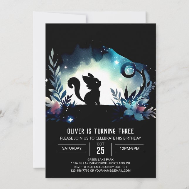 Kids Whimsical Cat Birthday Invitation (Front)