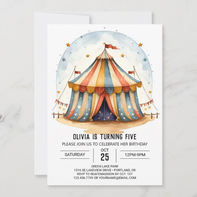 Kids' Whimsical Festival Circus Birthday Invitation (Front)