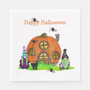 Kids Whimsical Gnomes Halloween  Napkin